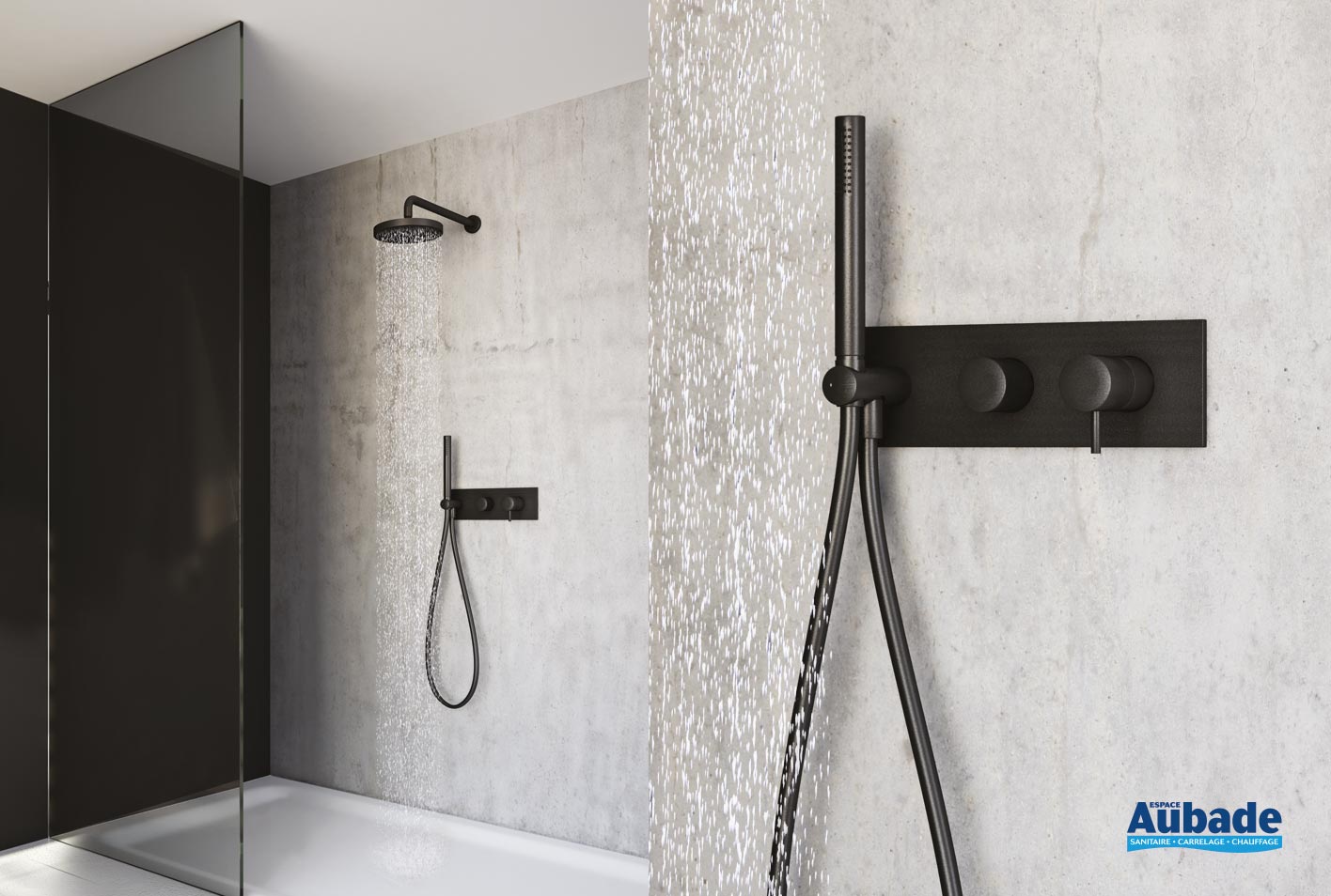 Colonne de douche encastré Triverde Blackmat Espace Aubade