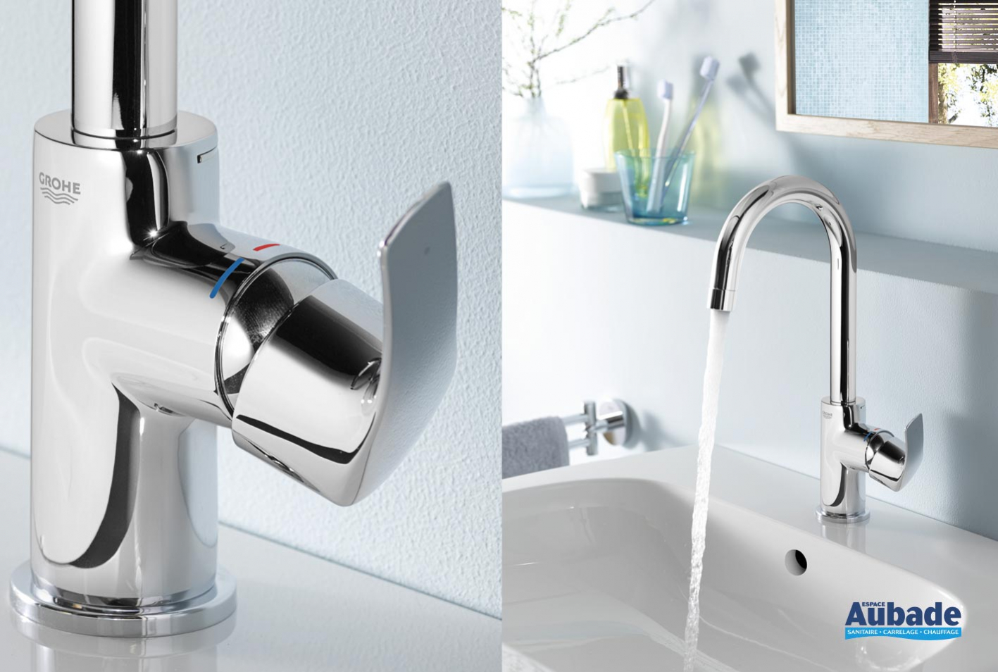 lavabos & vasques Mitigeur lavabo Eurosmart bec haut Grohe Espace Aubade