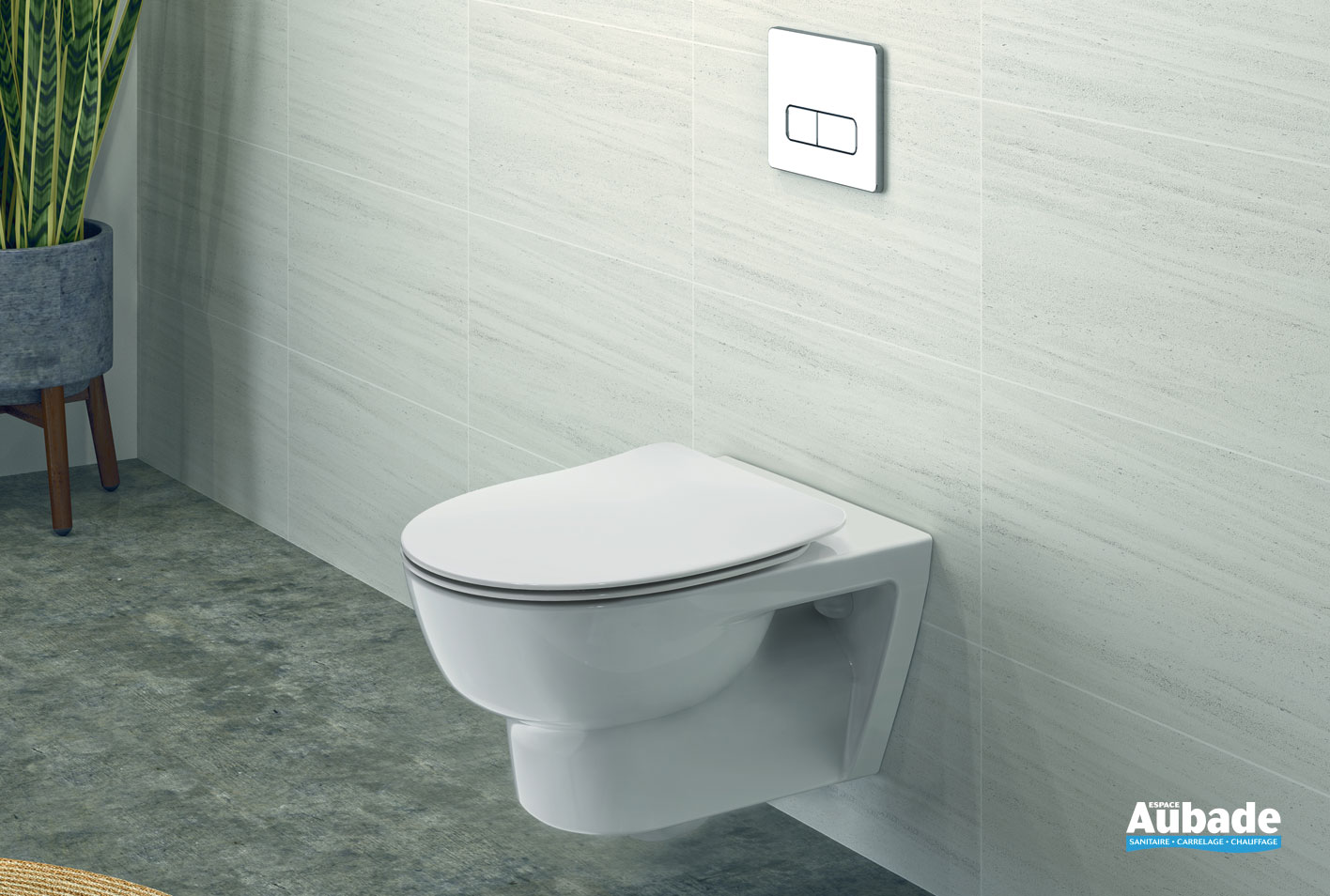 Pack cuvette suspendue sans bride Okyris Porcher Espace Aubade