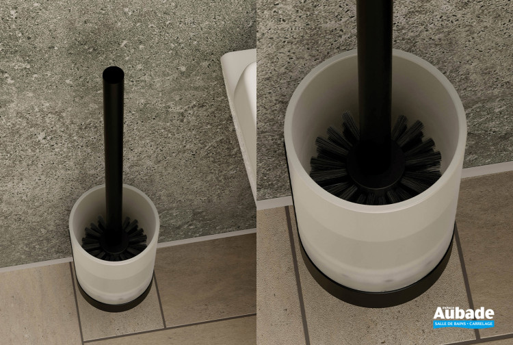 Porte-balai avec pot en verre à fixer Derby Style<sup>2</sup> Noir mat de Vigour