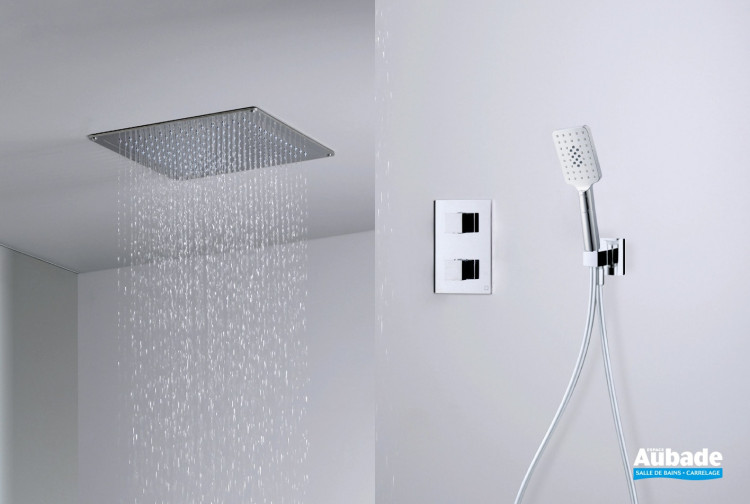 QUADRI-PACK thermostatique douche complet plafond chrome de cristina ondyna