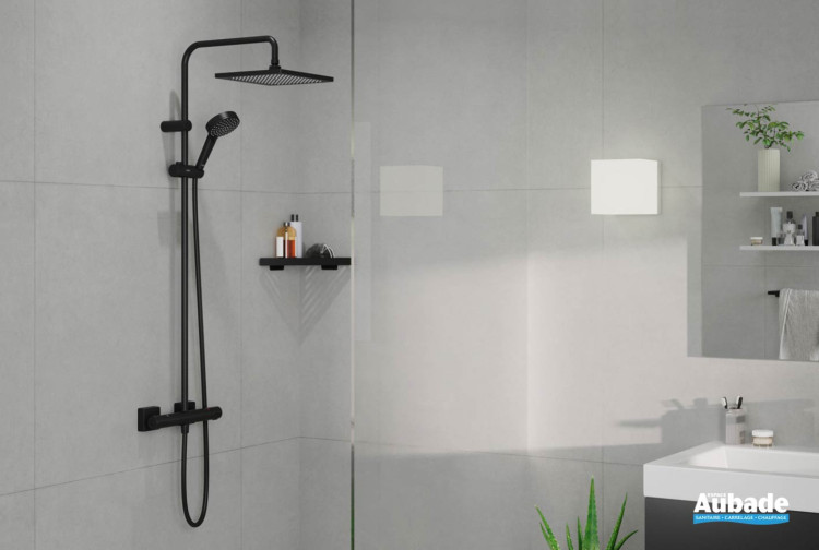 hydrotherapie colonne de douche vernis shape 240 noir mat ecosmart de hansgrohe