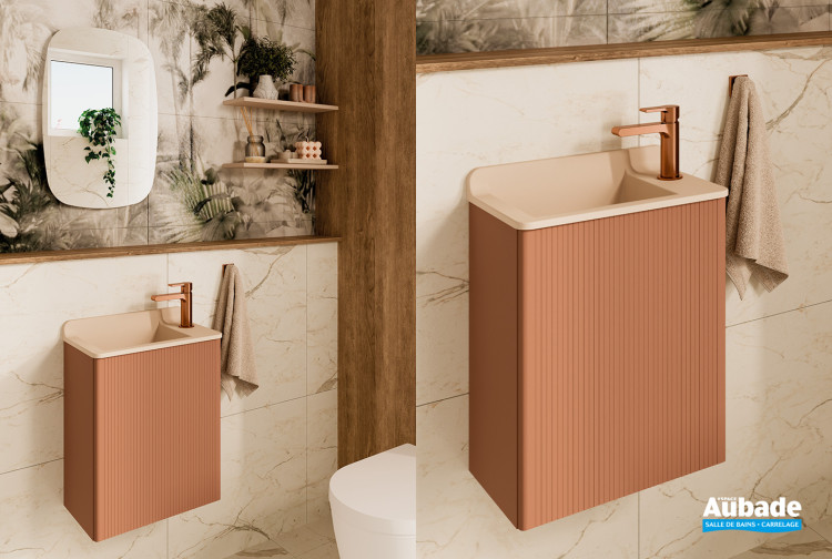 Lave-mains Allegro par Ambiance Bain coloris Siena avec vasque coloris Nude