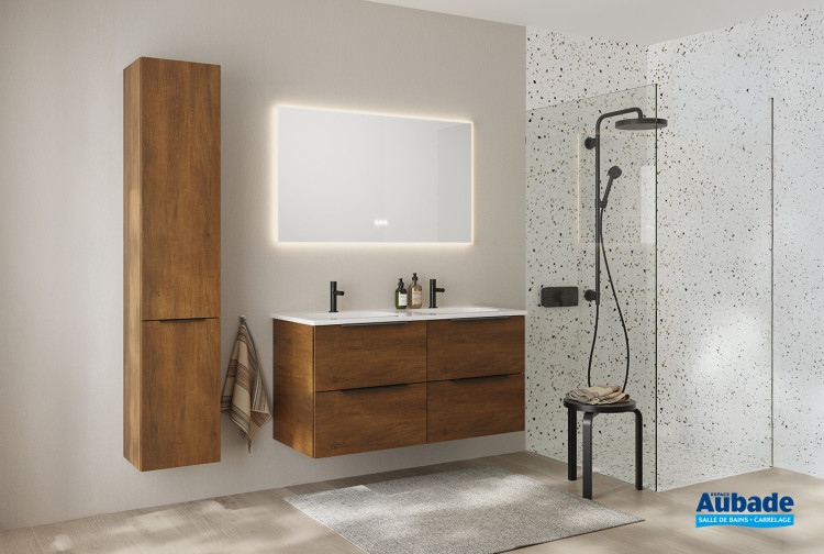 Meuble Free, L.120 cm finition bois et poignée Noir mat