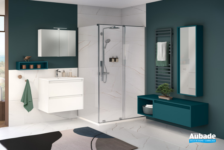 Meuble d-motion affleurant largeur 80 cm avec 2 coulissants coloris Blanc satiné de la marque Delpha