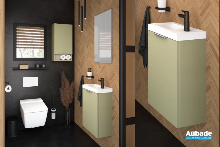 Meuble Lave-mains 40 Vert olive mat de Delpha