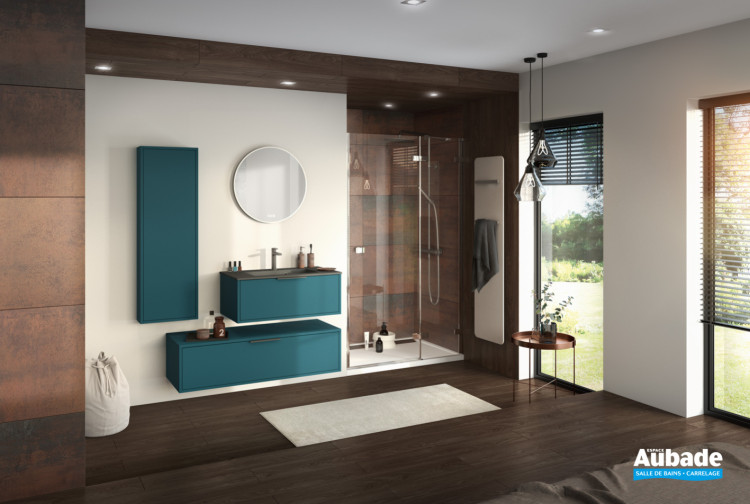 Meuble 1 coulissant Ultra Cadra L. 80 cm Bleu paon mat par Delpha