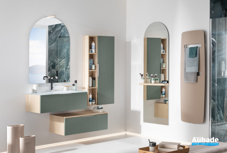 meuble salle de bains Unique Octave coloris vert eucalyptus de Delpha