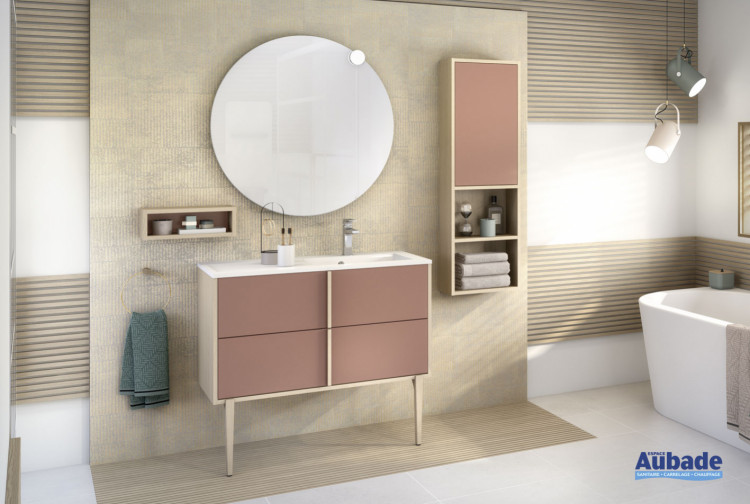 meuble salle de bains delpha evasion largeur 100 terracotta mat chene dore structure
