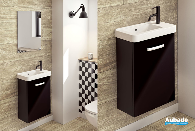 Meuble lave-mains Tic Tac coloris noir extra mat de la marque Decotec