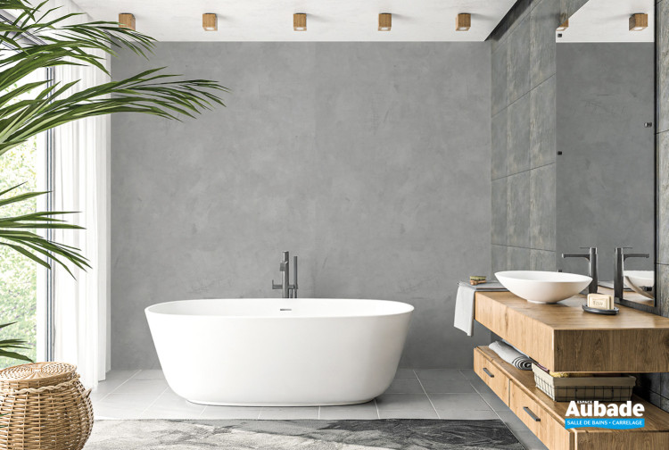 Panneau mural de douche Aubade Vipanel de Roth, finition Béton mat perlé