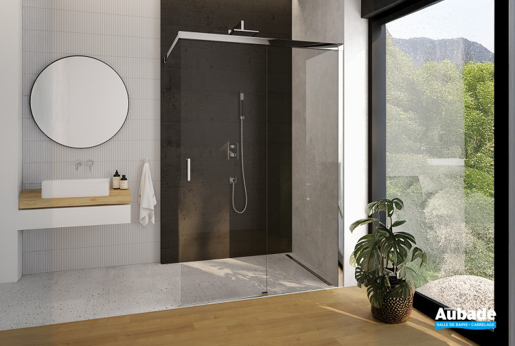 Paroi walk-in Arty Argent brillant coulissant de Leda