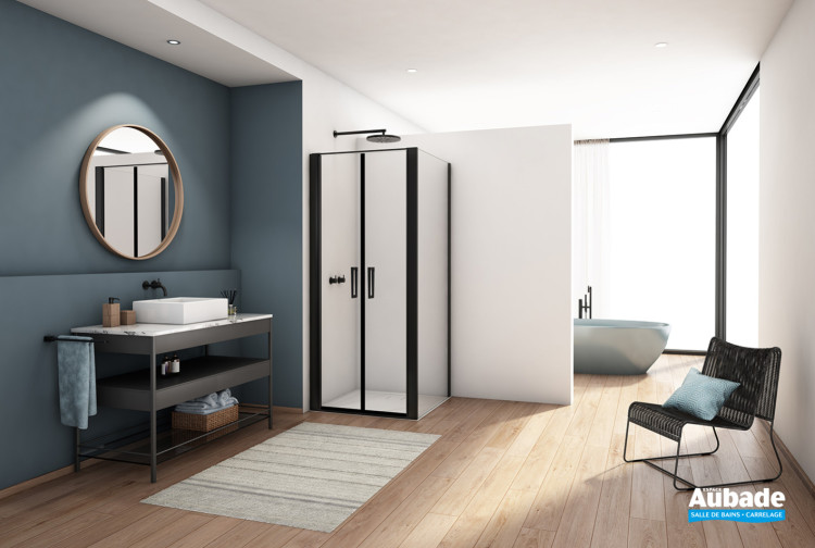 Paroi de douche Divera de Ronal, porte battantes + paroi fixe à 90°
