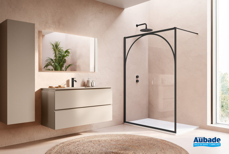 paroi douche ronal walkin 2.0 vitrage arche 140 finition noir mat