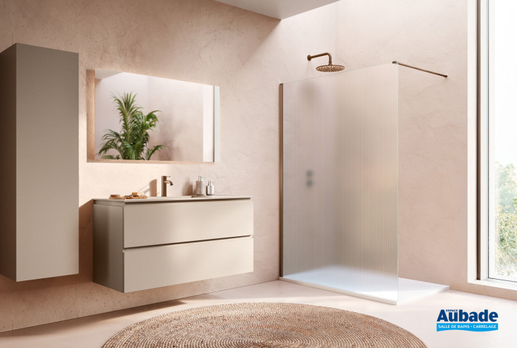 Paroi de douche Walk-in Easy 2.0 Transparent par Ronal coloris Or rose brossé