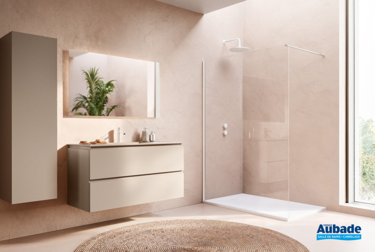 paroi douche ronal walkin 2-0 vitrage transparent 140 finition blanc mat