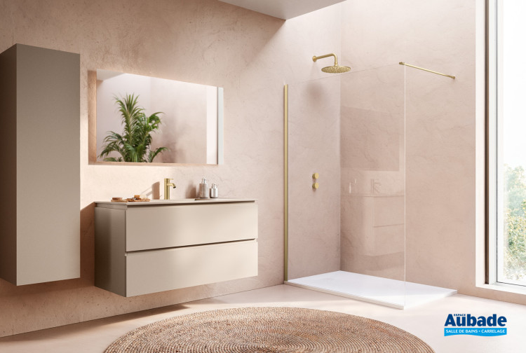 Paroi de douche Walk-in Easy 2.0 Transparent par Ronal coloris Or brossé