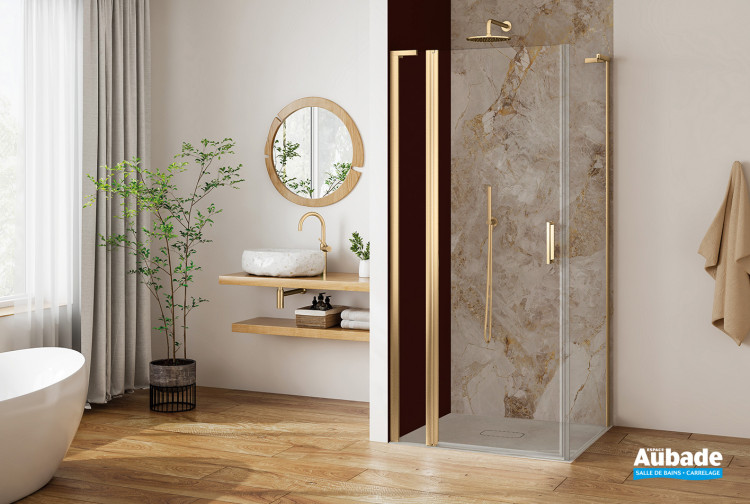 Paroi de douche avec porte pivotante Pastel Bronze brossé de Roth