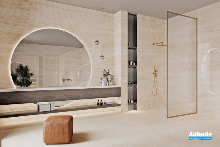 Collection Travertino par Pavigrés en coloris et décor Corso Oro
