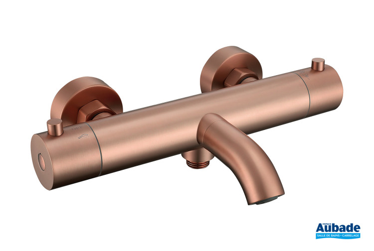 Mitigeur bain/douche thermostatique Inox line finition PVD Cuivre brossé d'Aubade Création