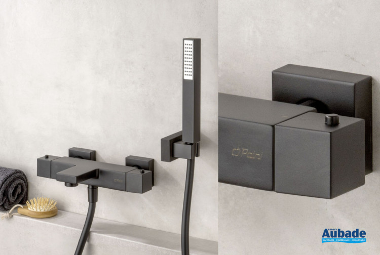 Mitigeur bain/douche mural thermostatique noir mat Puma de Paini