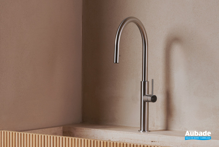 Mitigeur évier Cucina avec aérateur extractible - Finition Inox 316 brossé