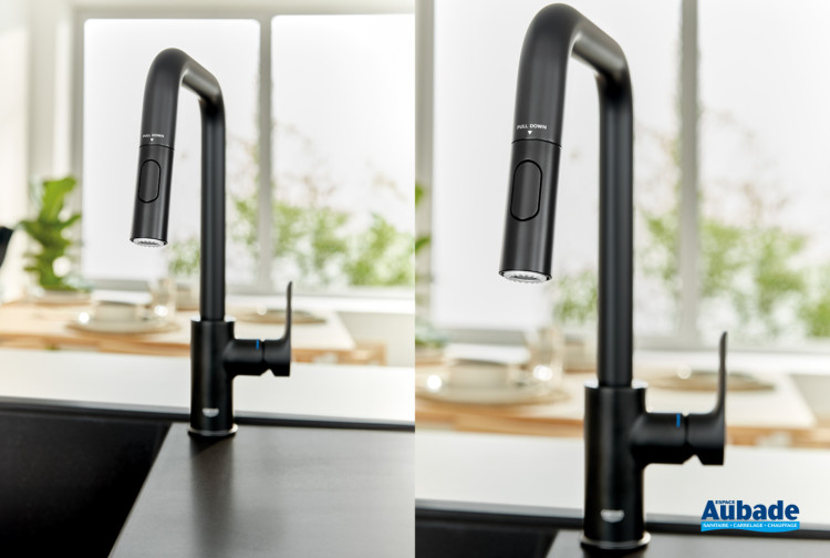 Mitigeur monocommande Eurosmart bec haut Matt Black de Grohe