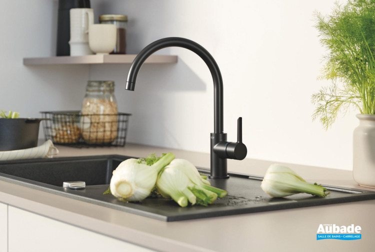 Mitigeur évier Ovata Ozanne Noir mat de Grohe