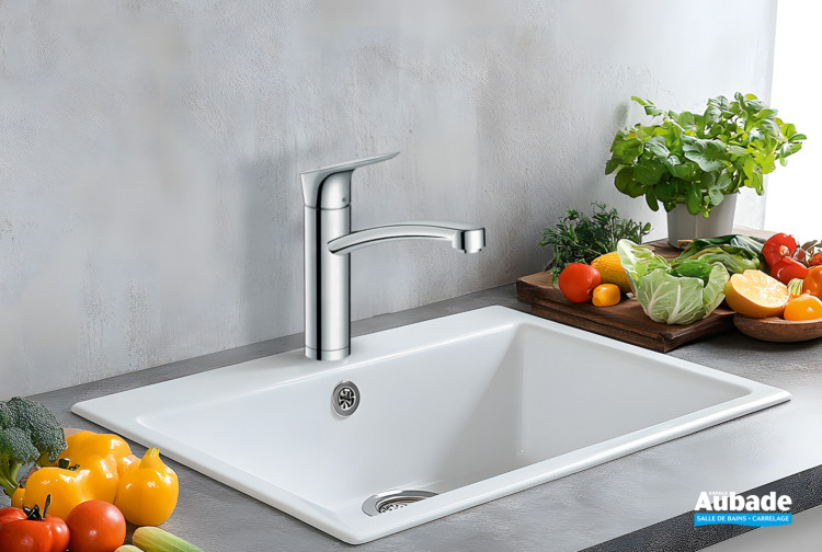 Robinet cuisine Logis M31, installation devant fenêtre, chrome Hansgrohe