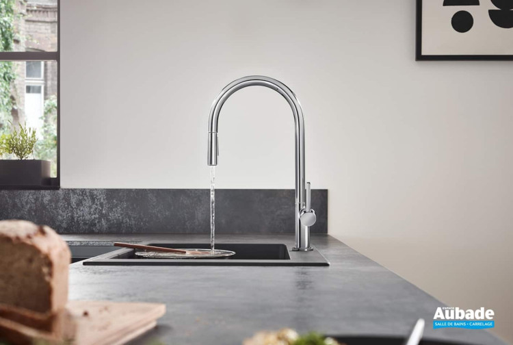 robinetterie evier talis m54 210 avec douchette extractible chrome de hansgrohe