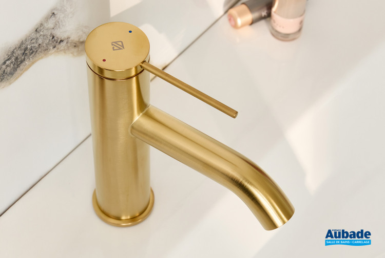 Mitigeur lavabo Grans boulevards bec coudé Laiton brossé de Jacob Delafon