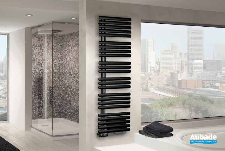 Sèche serviette Lips version eau chaude + soufflerie colors Noir opaque d'Irsap