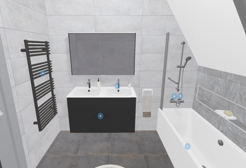 Meuble de salle de bains Addict de Burgbad, coloris graphite doux en L 120 cm