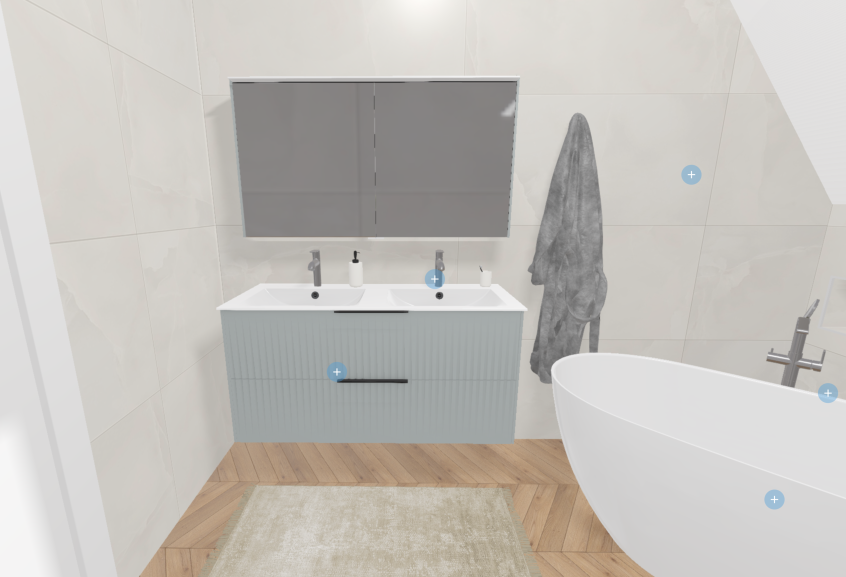 Meuble de salle de bains Addict de Burgbad, coloris bleu azur en L 120 cm