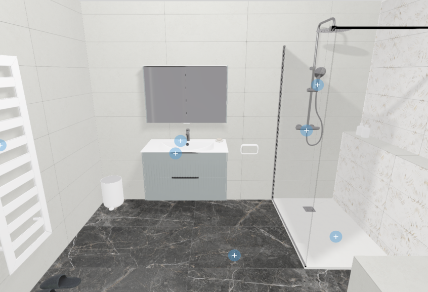 Meuble de salle de bains Addict de Burgbad, coloris bleu azur en L 90 cm