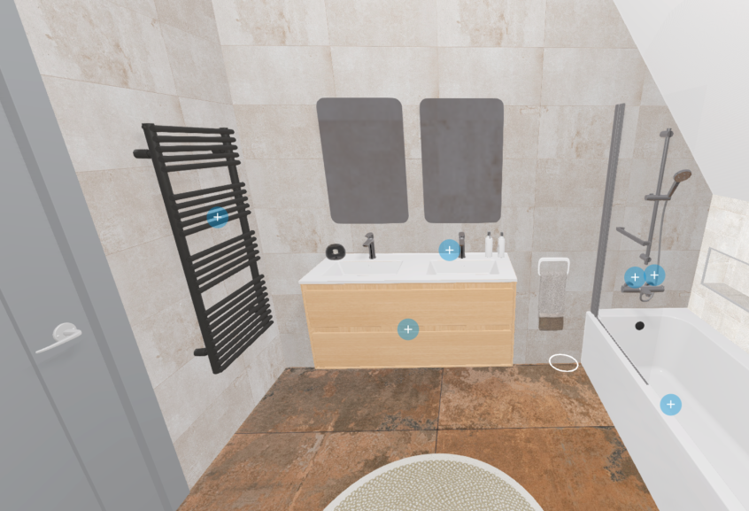 Meuble de salle de bains Bocage de Sanijura, largeur 120 cm et coloris chêne naturel