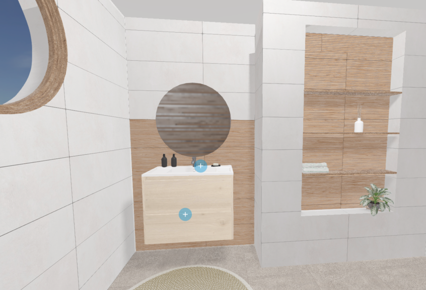 Meuble de salle de bains D-motion Affleurant de Delpha, largeur 80 cm et coloris chêne naturel structuré