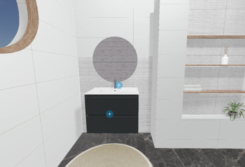 Meuble de salle de bains D-motion Affleurant de Delpha, largeur 80 cm et coloris noir verni