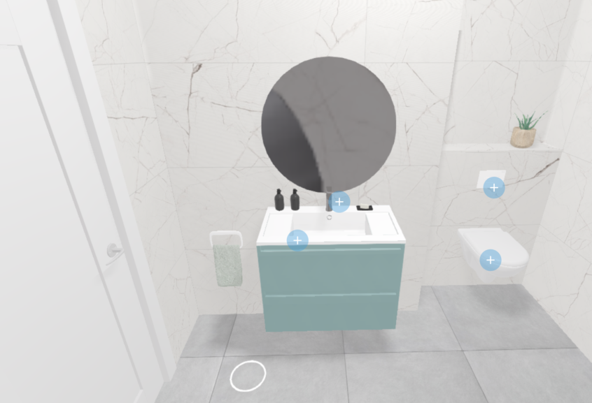 Meuble de salle de bains D-motion Affleurant de Delpha, largeur 80 cm et coloris vert aloé mat