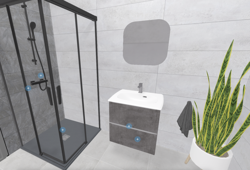 Meuble de salle de bains Essentiel 60 cm de Delpha, coloris beton anthracite structuré