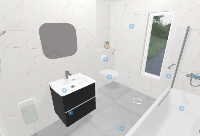Meuble de salle de bains Essentiel 60 cm de Delpha, coloris noir verni mat