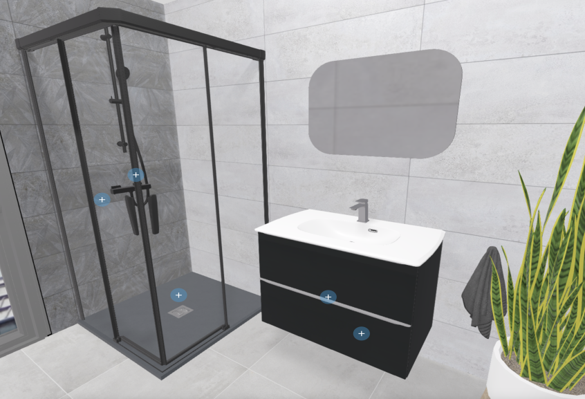 Meuble de salle de bains Essentiel 80 cm de Delpha, coloris noir verni mat
