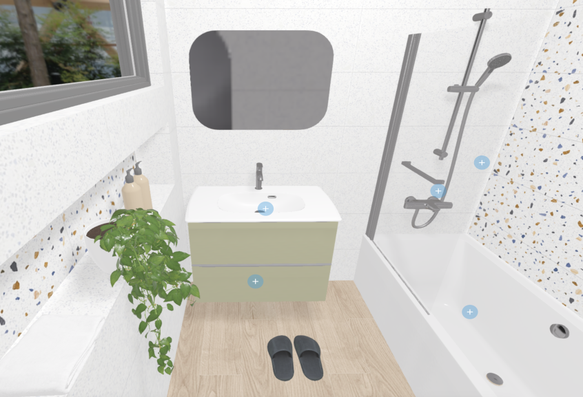 Meuble de salle de bains Essentiel 80 cm de Delpha, coloris vert olive mat 