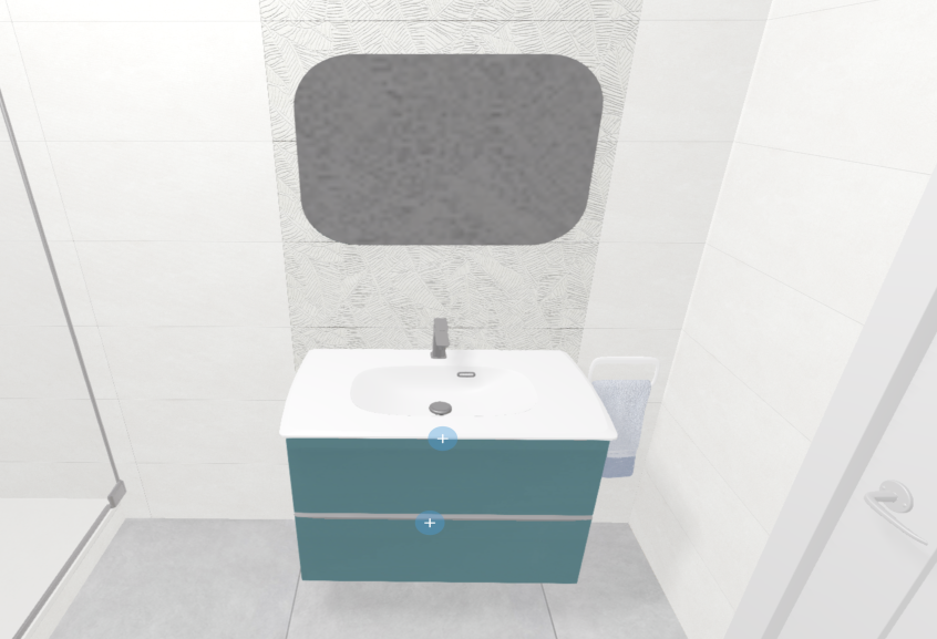 Meuble de salle de bains Essentiel 80 cm de Delpha, coloris bleu paon mat