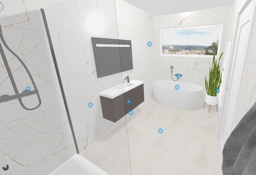 Meuble de salle de bains Gamme xs de Sanijura, coloris brun taupe