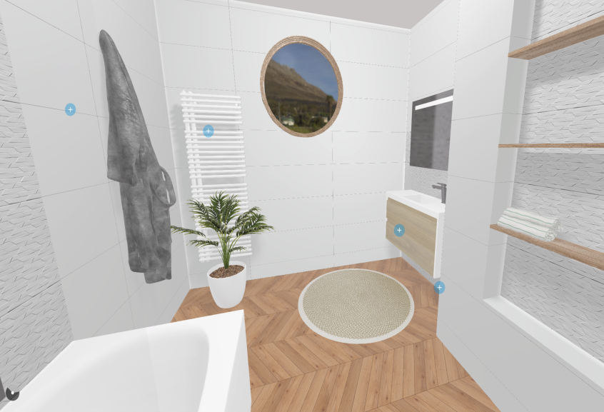 Meuble de salle de bains Gamme xs de Sanijura, coloris Blanc brillant / Chêne Québec