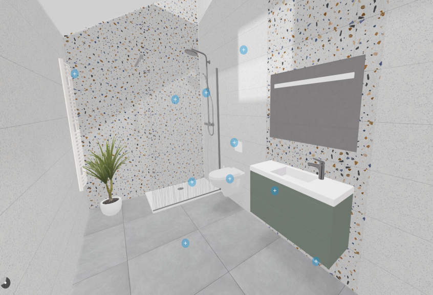 Meuble de salle de bains Gamme xs de Sanijura, coloris vert sauge