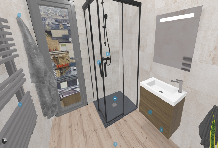 Meuble de salle de bains Gammes xs de Sanijura, coloris noyer naturel
