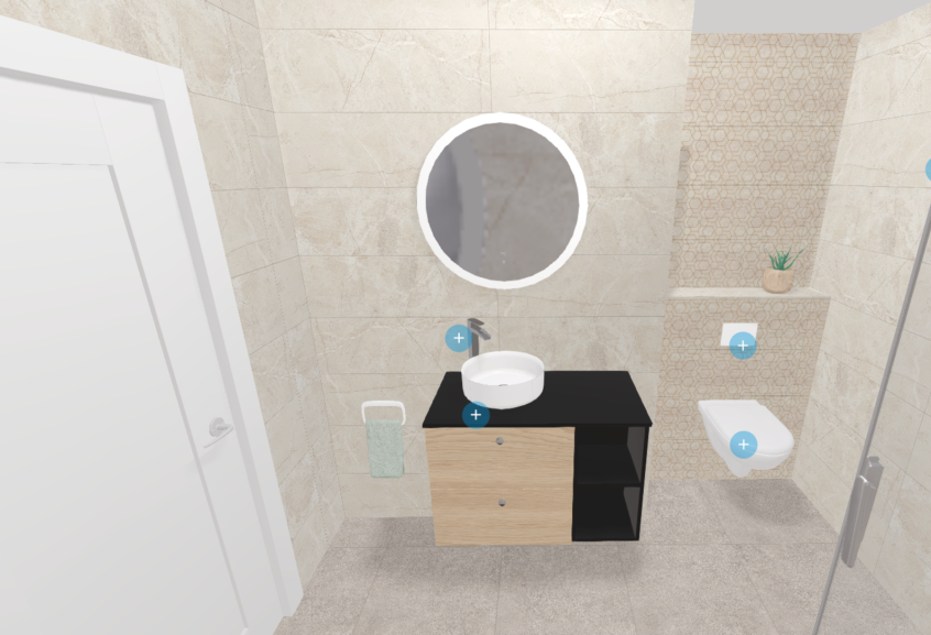 Meuble de salle de bains Mix and Match de Burgbad, largeur 90 cm et coloris chene decor cachemire