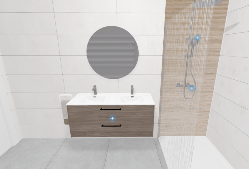 Meuble de salle de bains Sarah de Cedam, coloris noyer tabac
